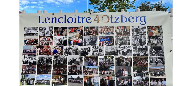 Banner mit vielen Bilder aus 40 Jahren Verschwisterung