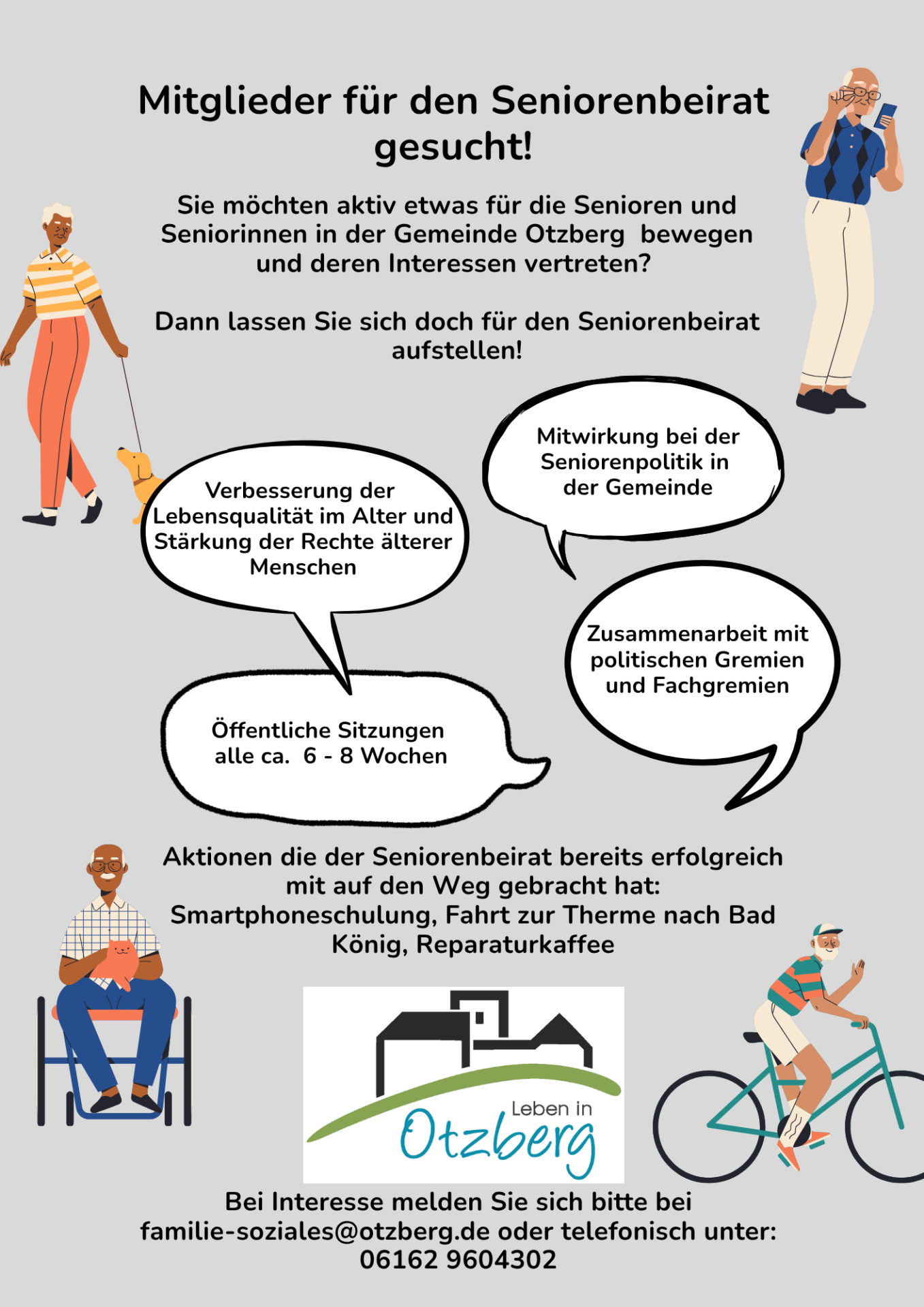 Sie sind über 60 Jahre alt und möchten sich in Otzberg aktiv für die Seniorenarbeit einseten - 1 Sie sind über 60 Jahre alt und möchten sich in Otzberg aktiv für die Seniorenarbeit einseten - 1